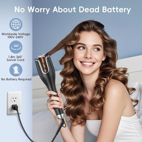 Automatic Hair Curler Auto Rotating Curling Iron w/ 4 Temp LCD Display 1" Barrel - Picture 8 of 8